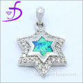 Sterling silver 925 blue fire opal star shape pendant